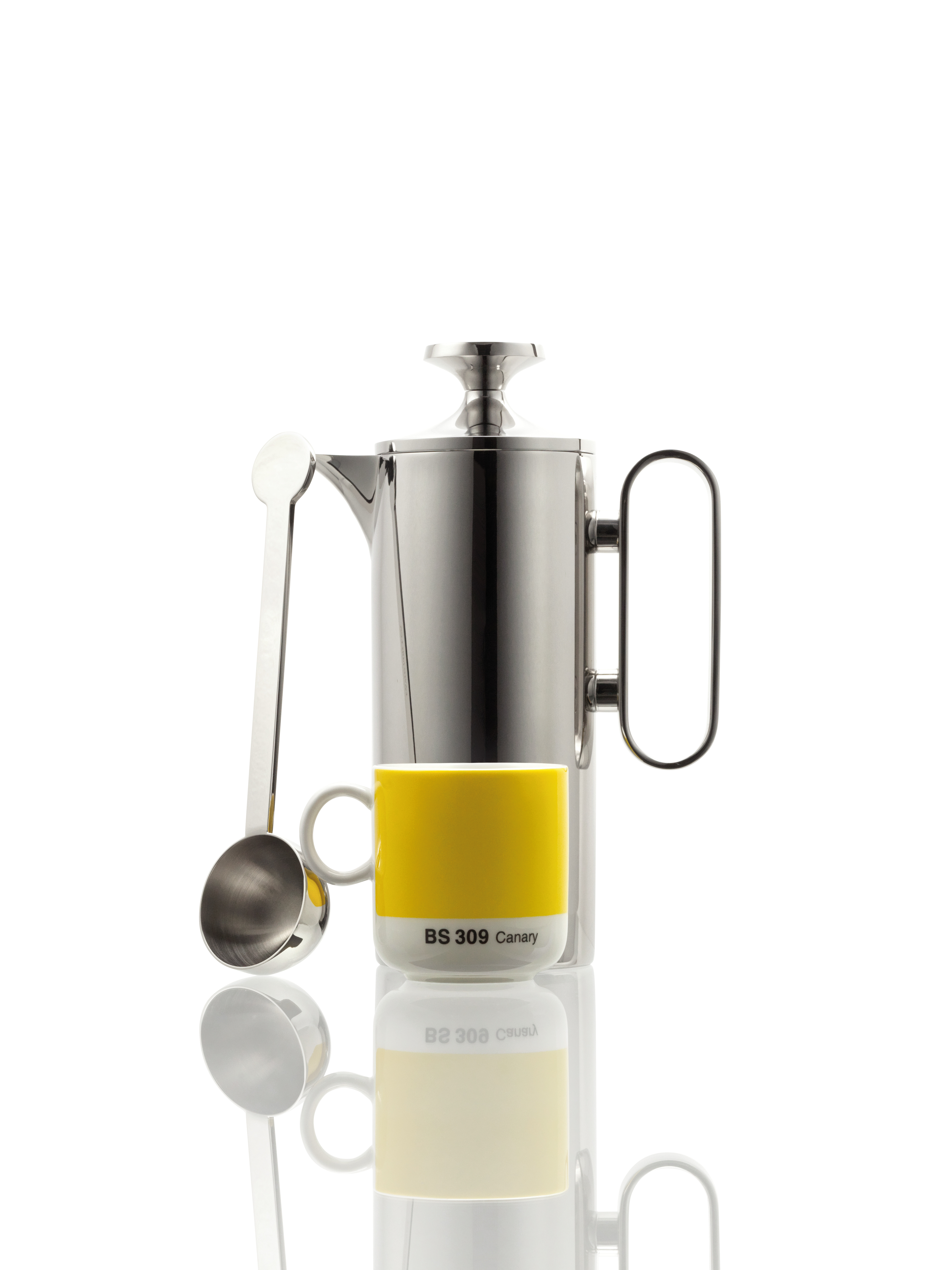 Stainless steel kitchenware items arranged in the shape of a lobster.